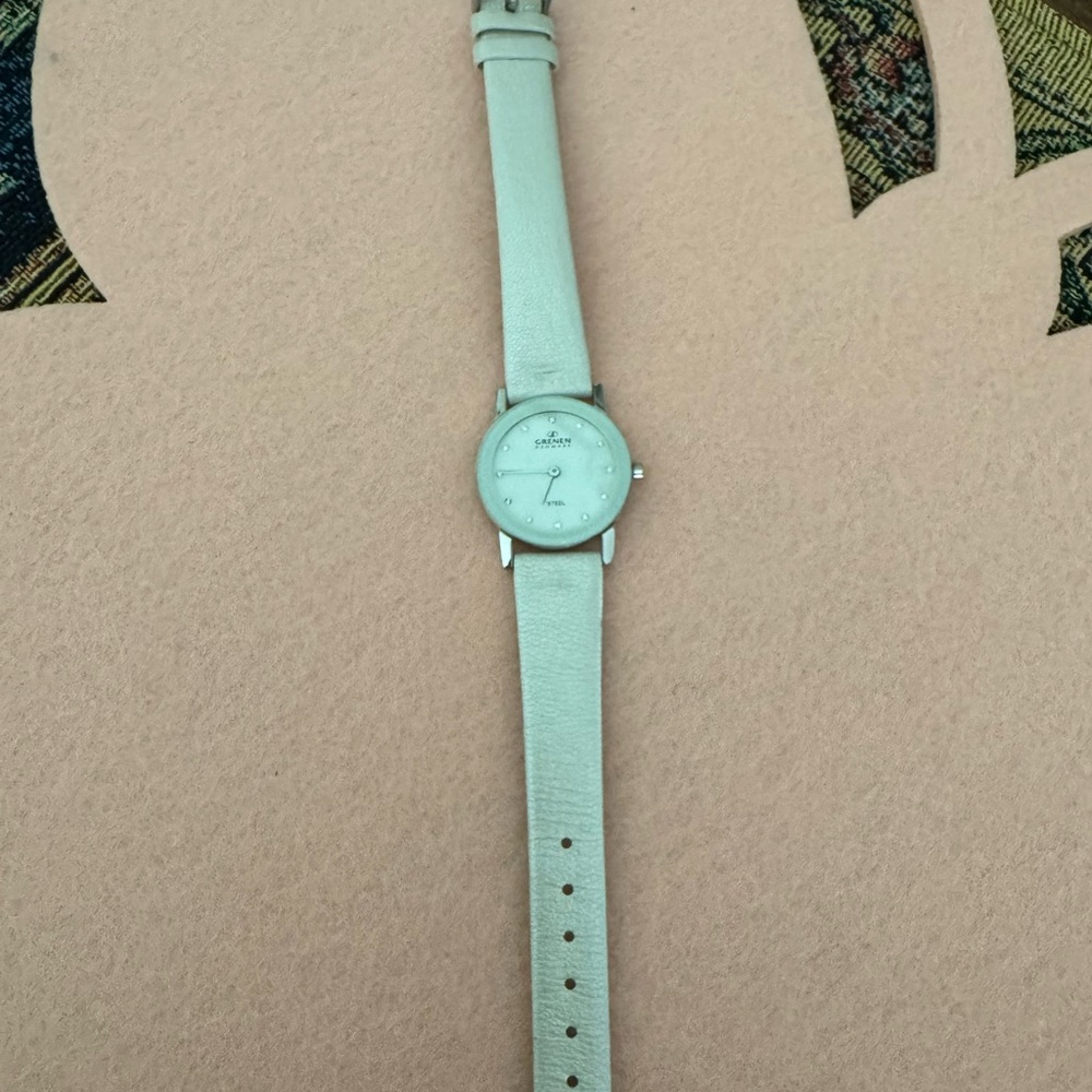 Grenen Women's Watch in White Leather Band EC